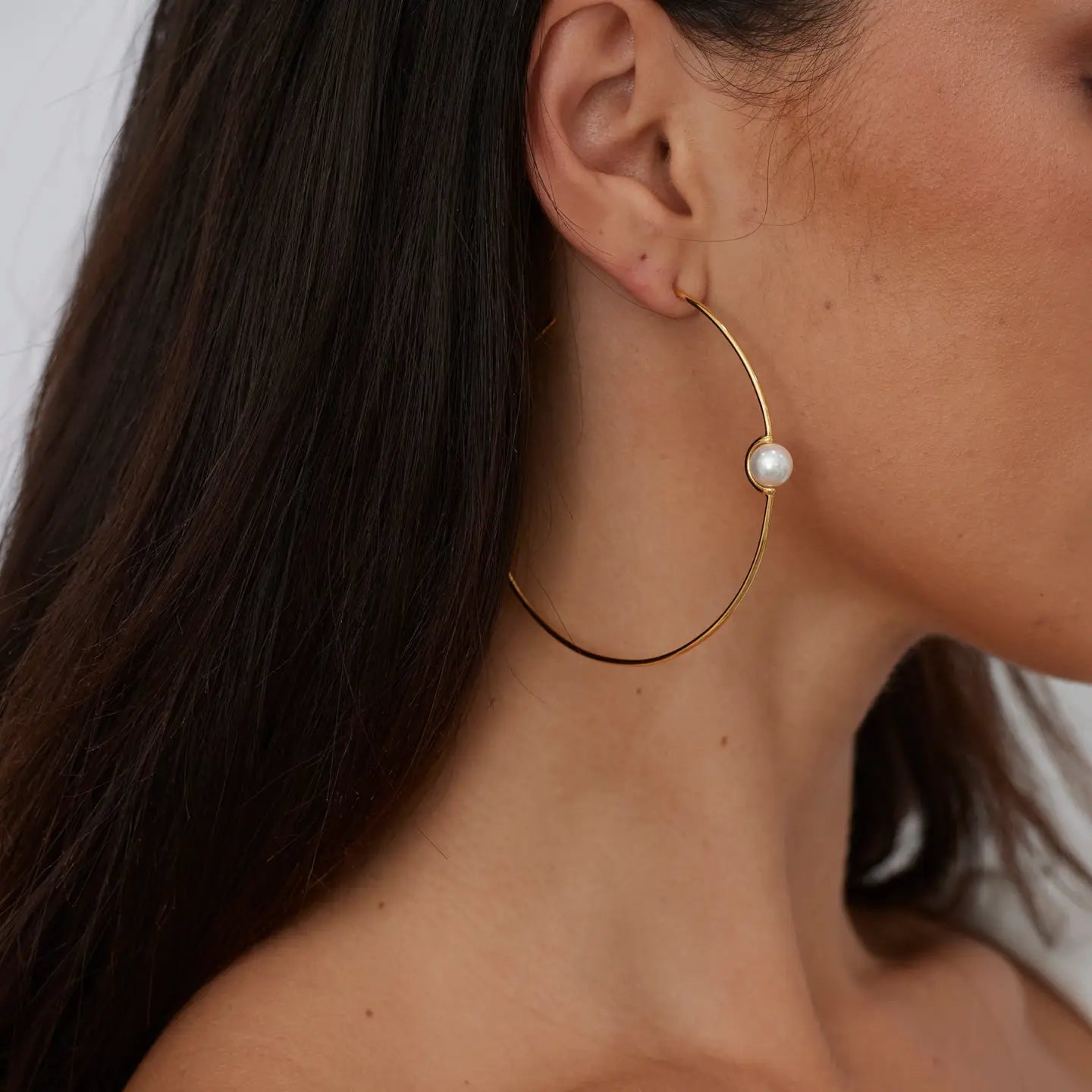 Belize Pearl Hoop Earrings-Gold