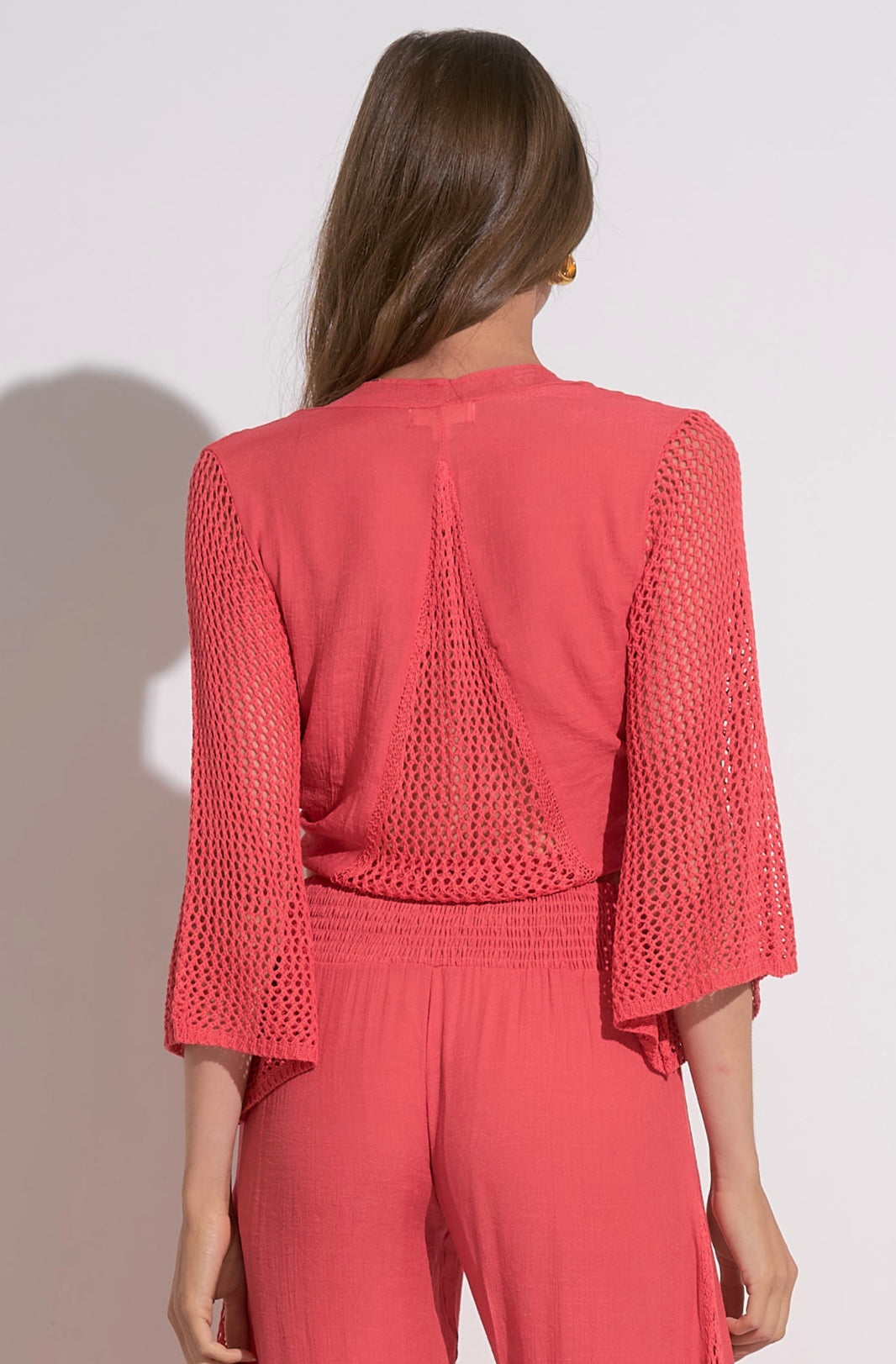 Tie Front Halter Top-Coral