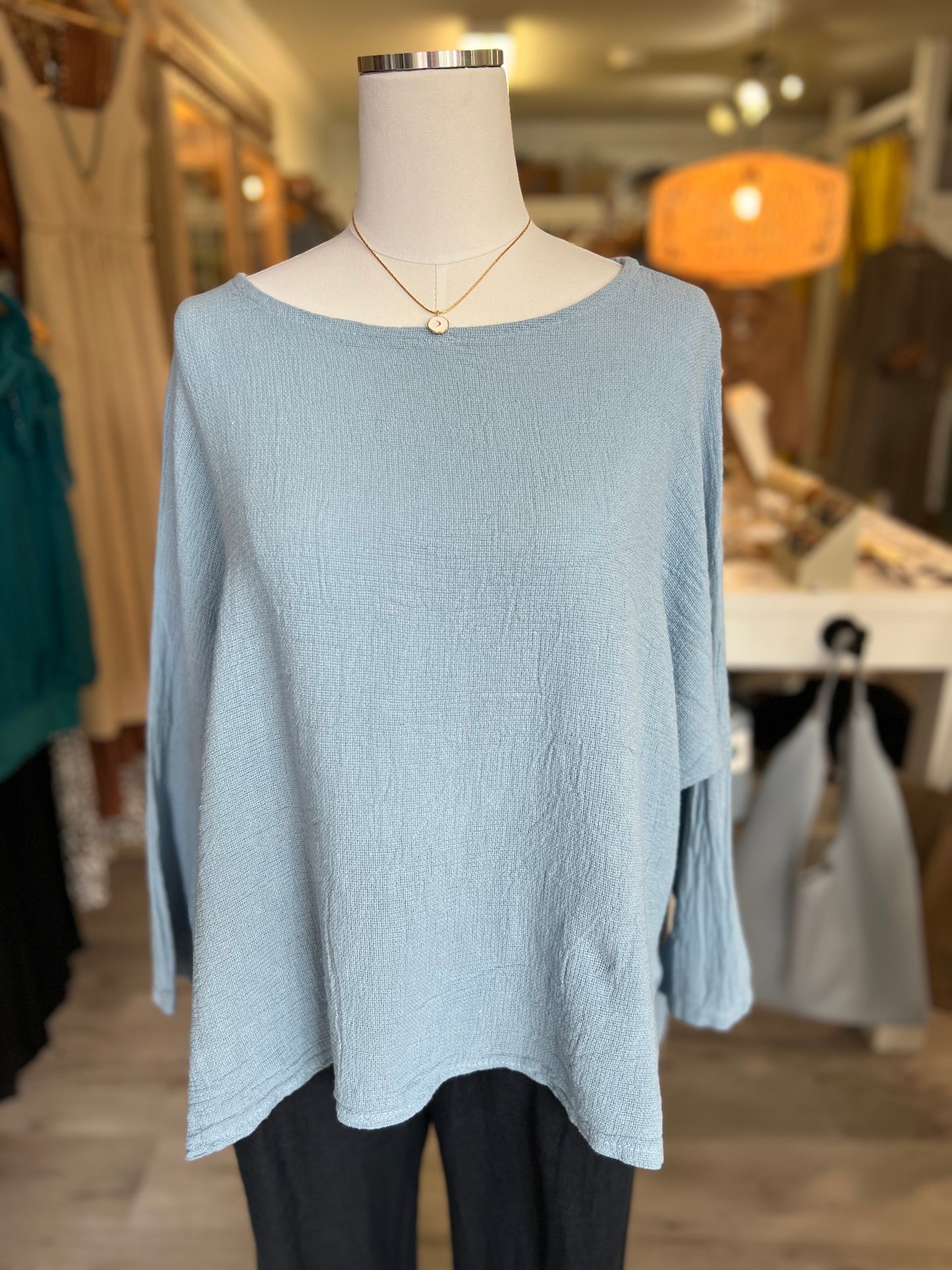 Long Sleeve Raglan Top - Sky Blue