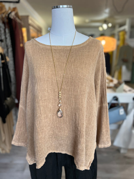 Long Sleeve Raglan Top - Camel