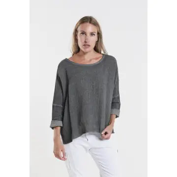 Long Sleeve Raglan Top - Dark Grey