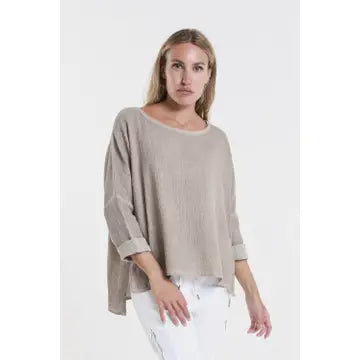Long Sleeve Raglan Top-Dark Taupe