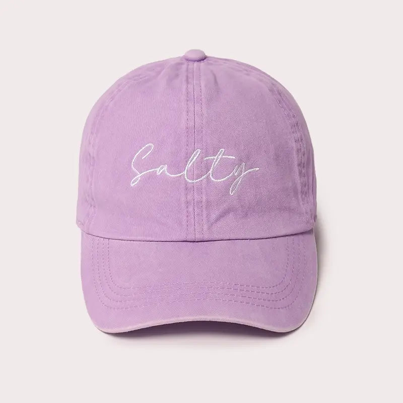 Salty Lettering Embroidery Adjustable Strap Baseball Cap-Lavender