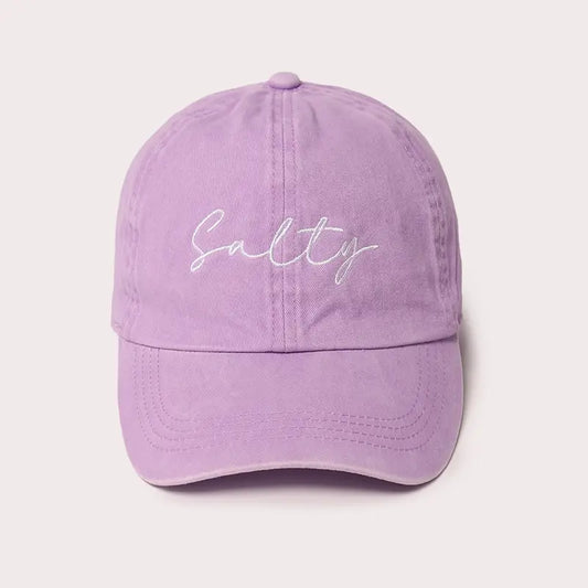 Salty Lettering Embroidery Adjustable Strap Baseball Cap-Lavender
