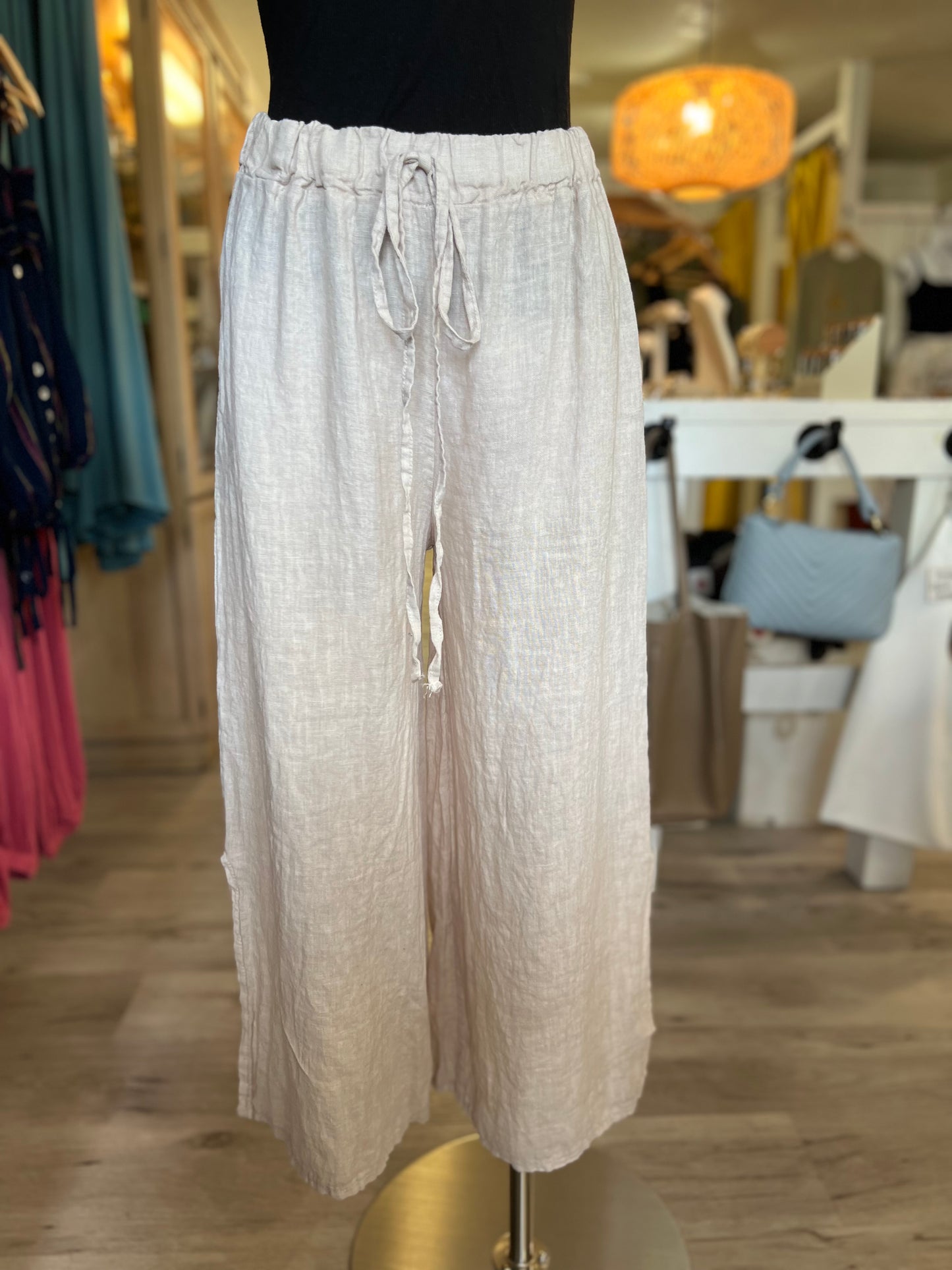 Italian Linen Pants-Sand