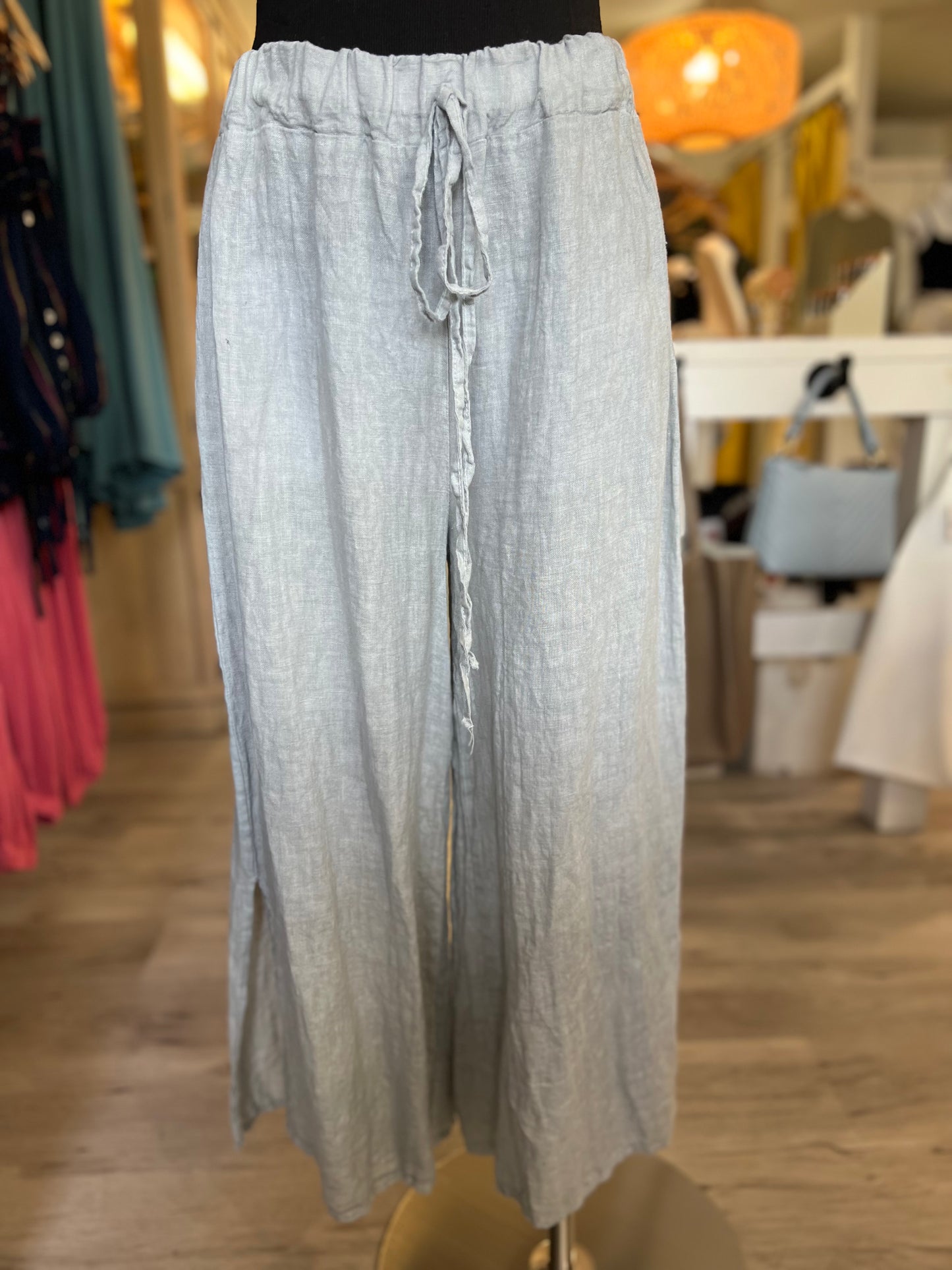 Italian Linen Pants-Dove Gray