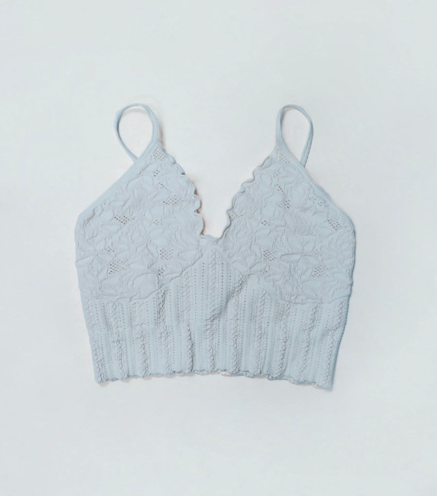 Lace Textured Bralette-Breezy Blue