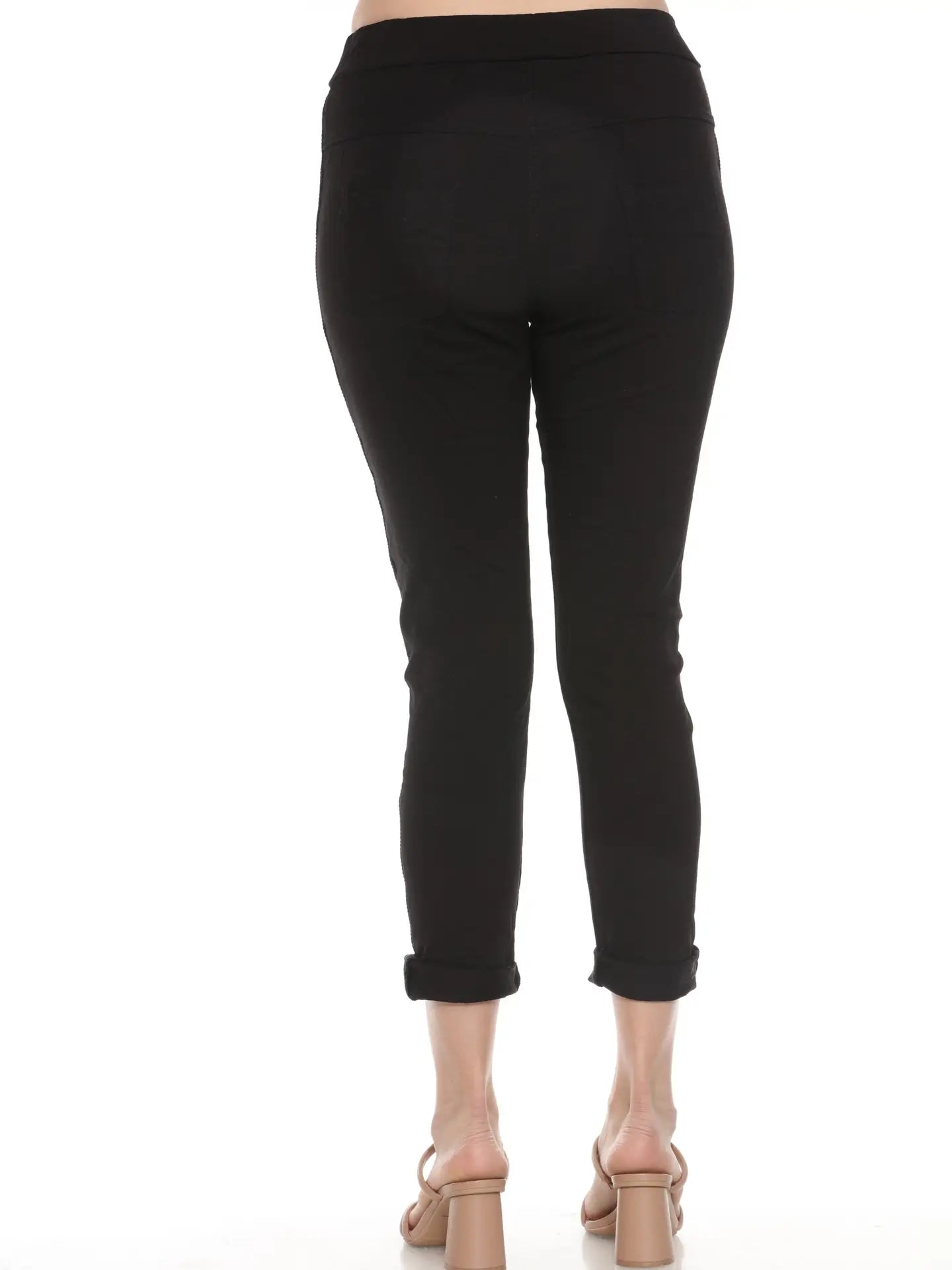 Rhinestone Stretch Pants-Black