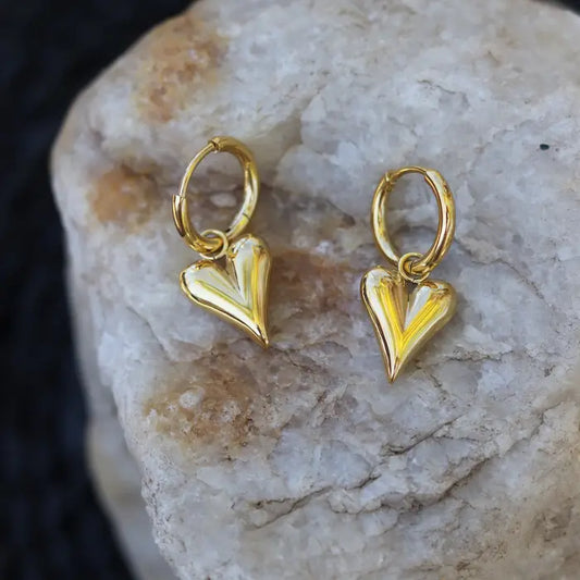 Heart Huggy Earrings-Gold