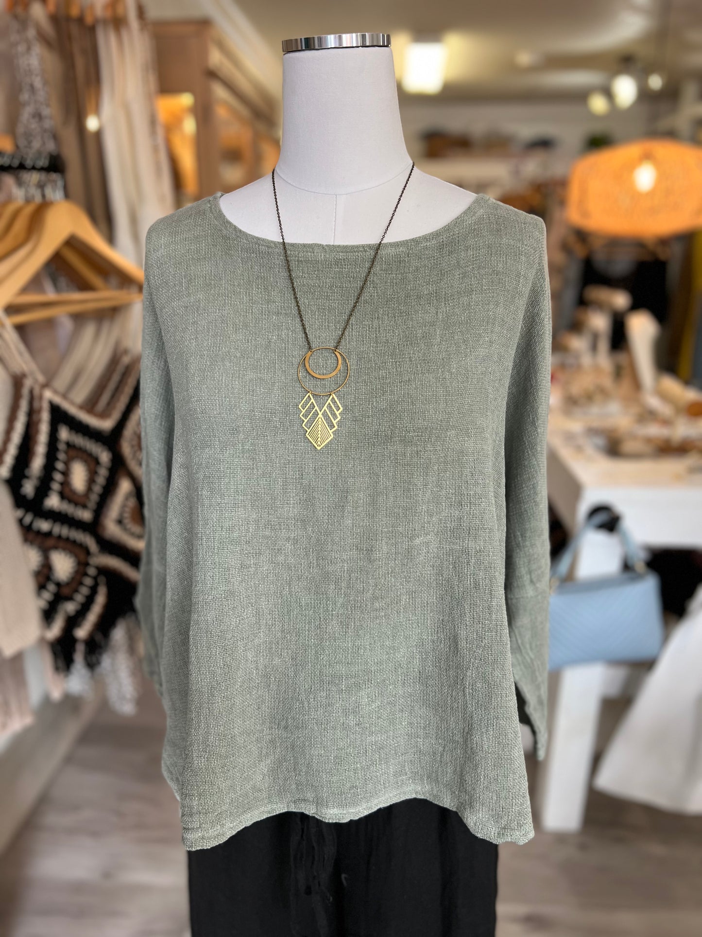 Long Sleeve Raglan Top - Army