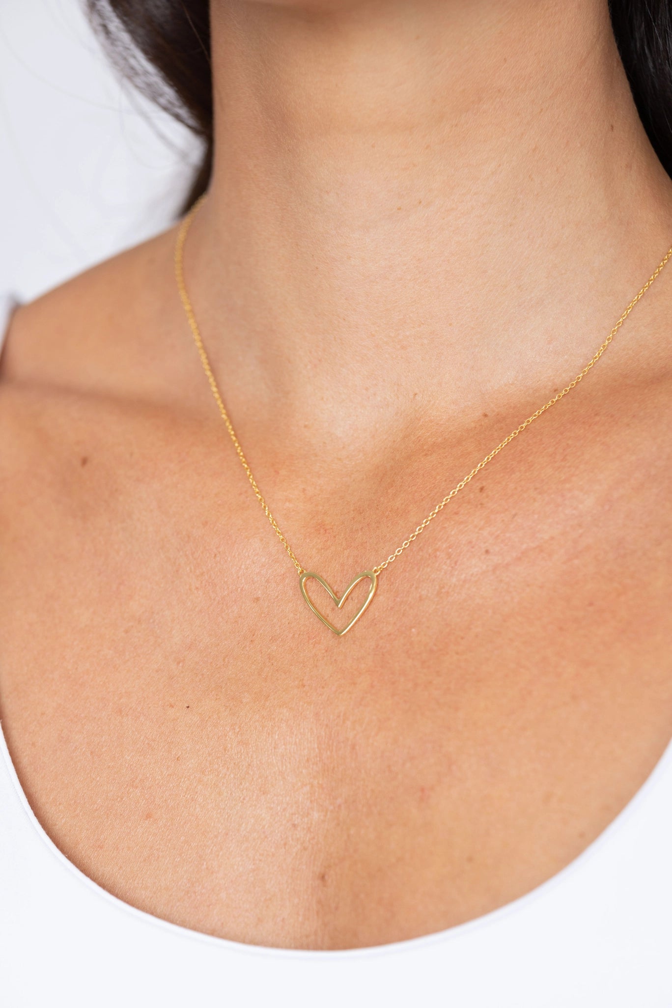 Abigail Open Heart Necklace-Gold