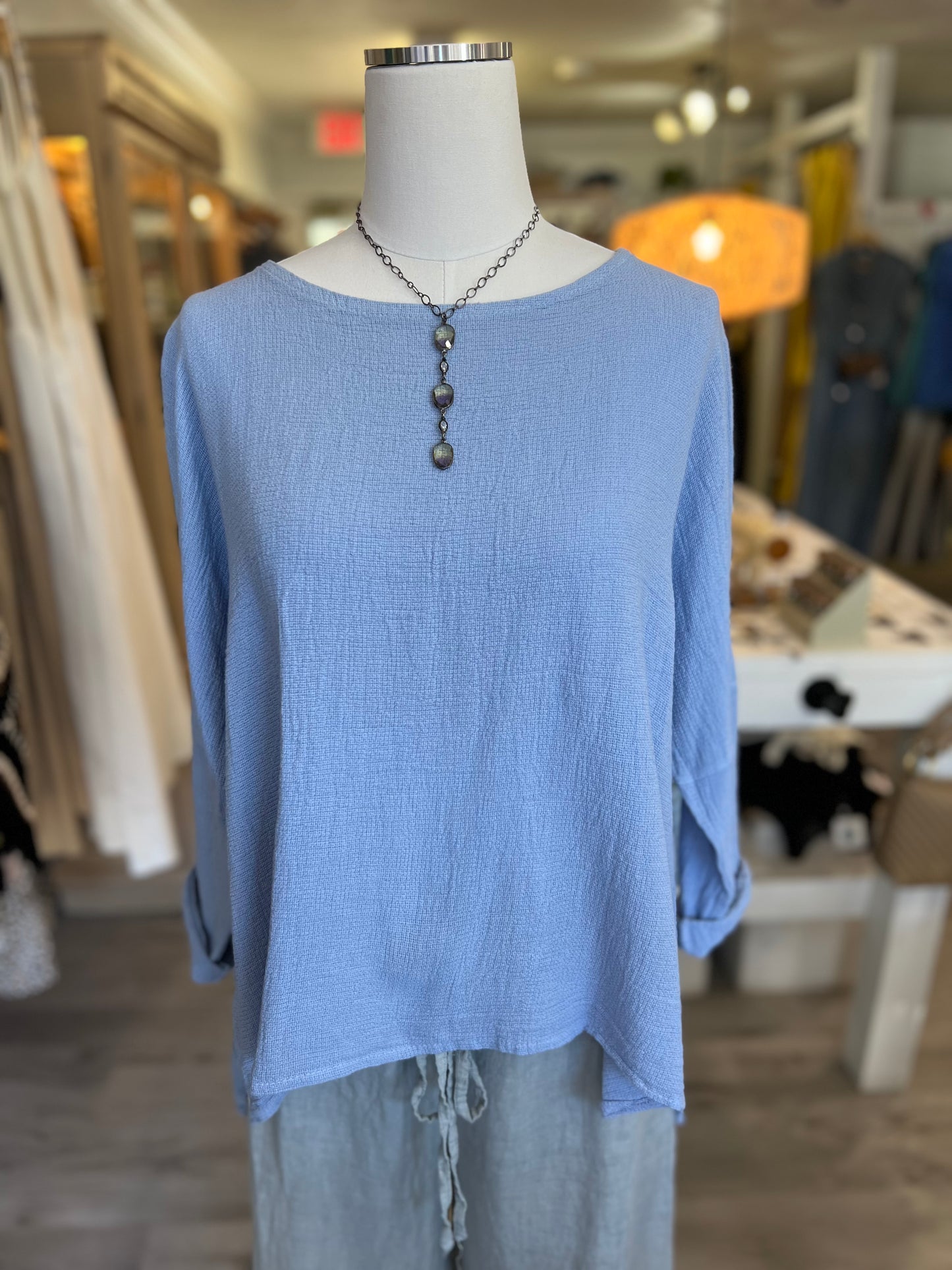 Long Sleeve Raglan Top - Periwinkle