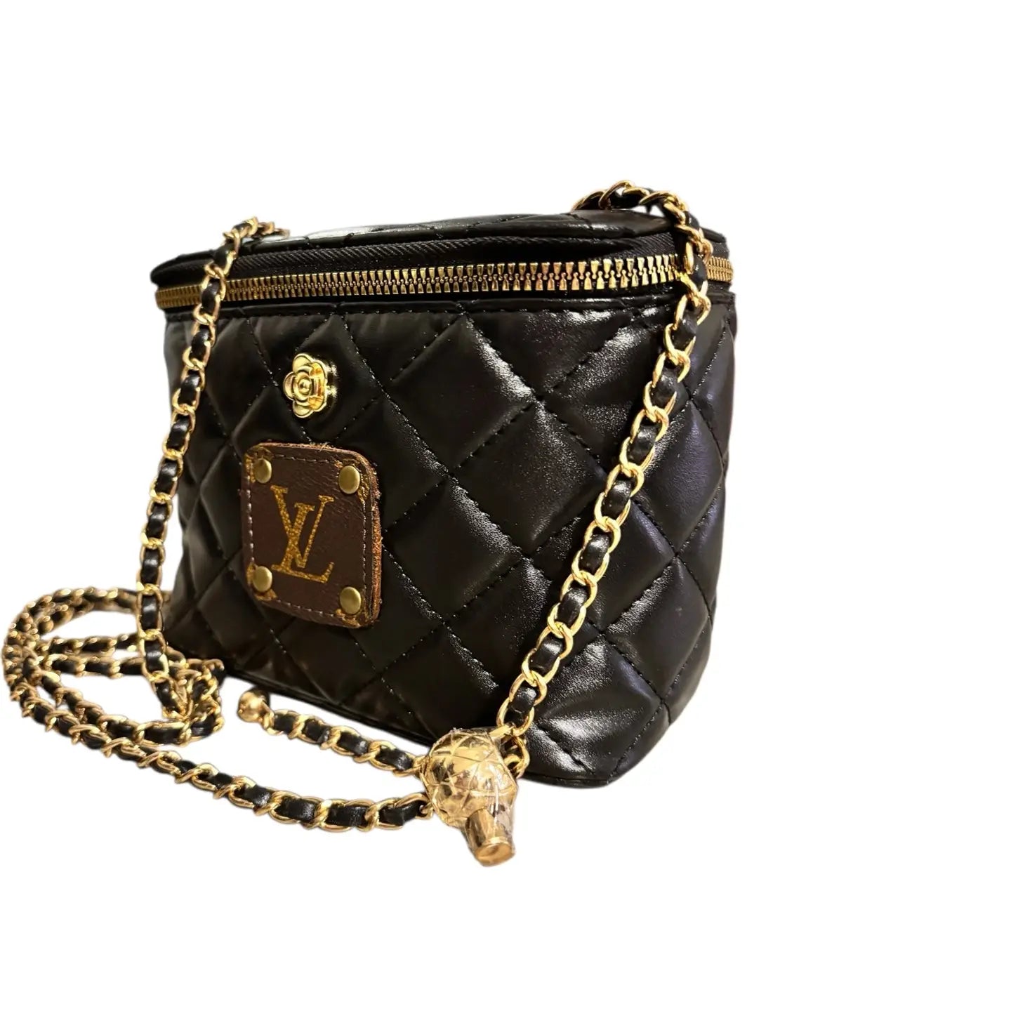 LV Upcycled Quilted Square Crossbody- Black