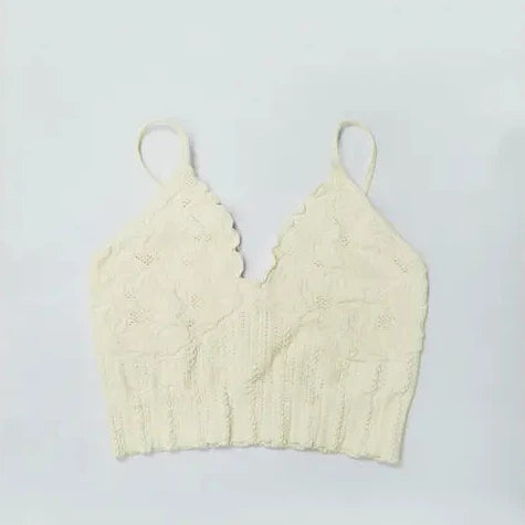 Lace Textured Bralette-Butter Cream