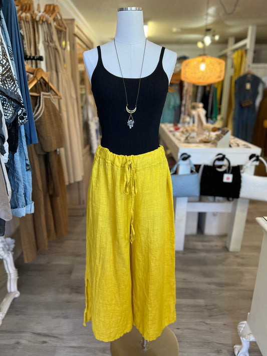 Italian Linen Pants- Mustard