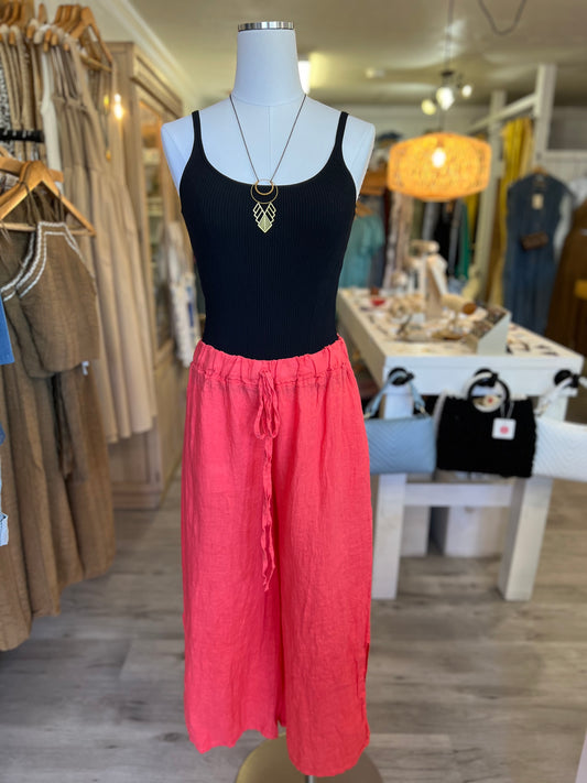 Italian Linen Pants- Coral