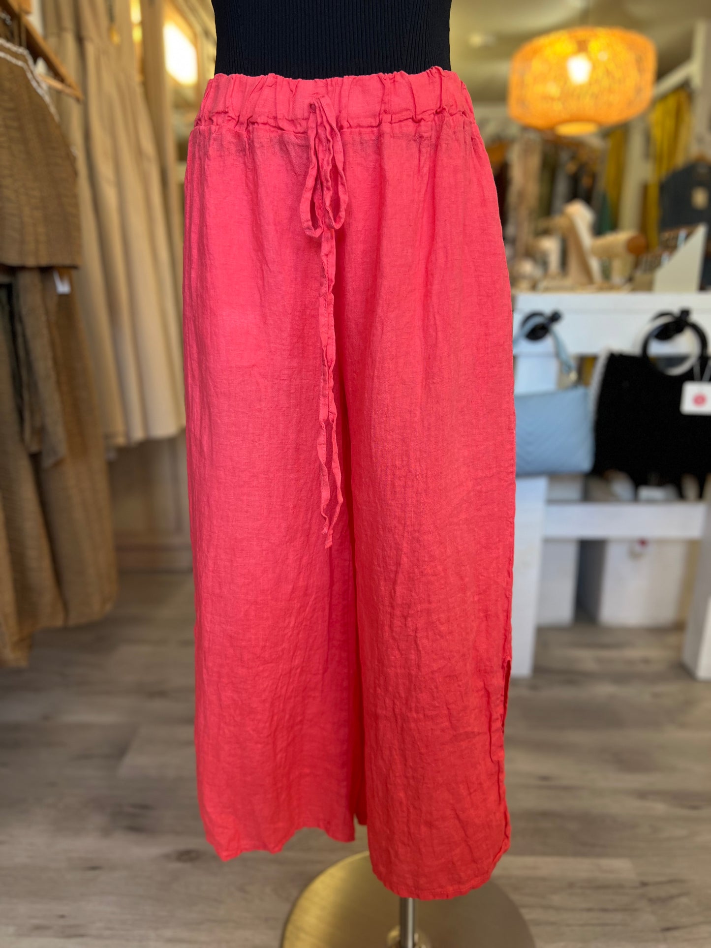 Italian Linen Pants- Coral