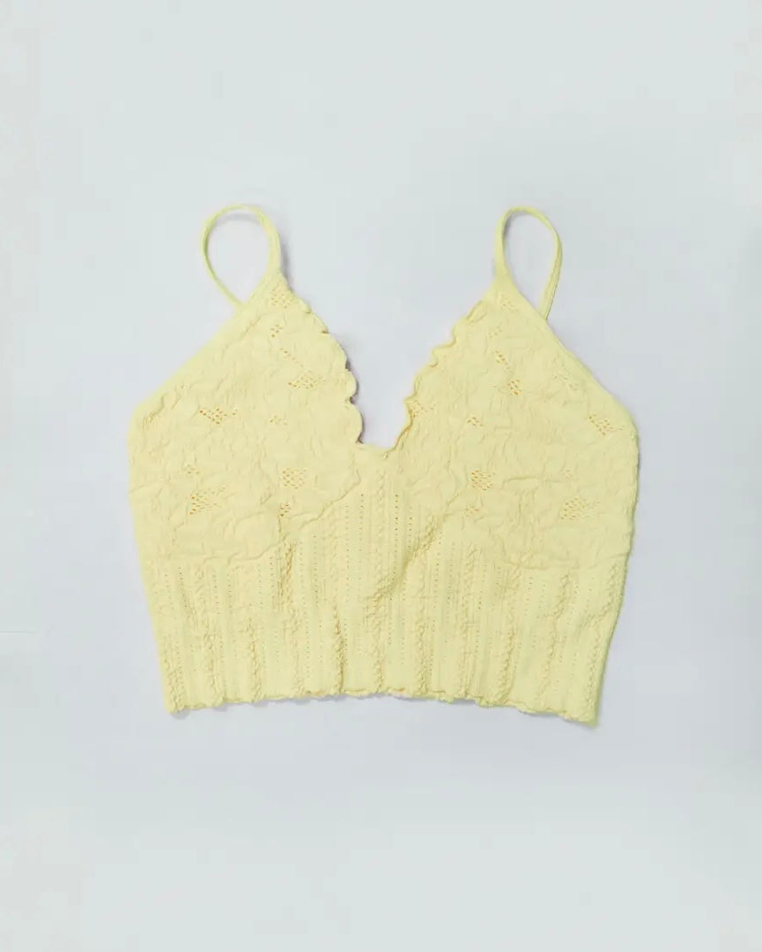 Lace Textured Bralette-Pale Lemon