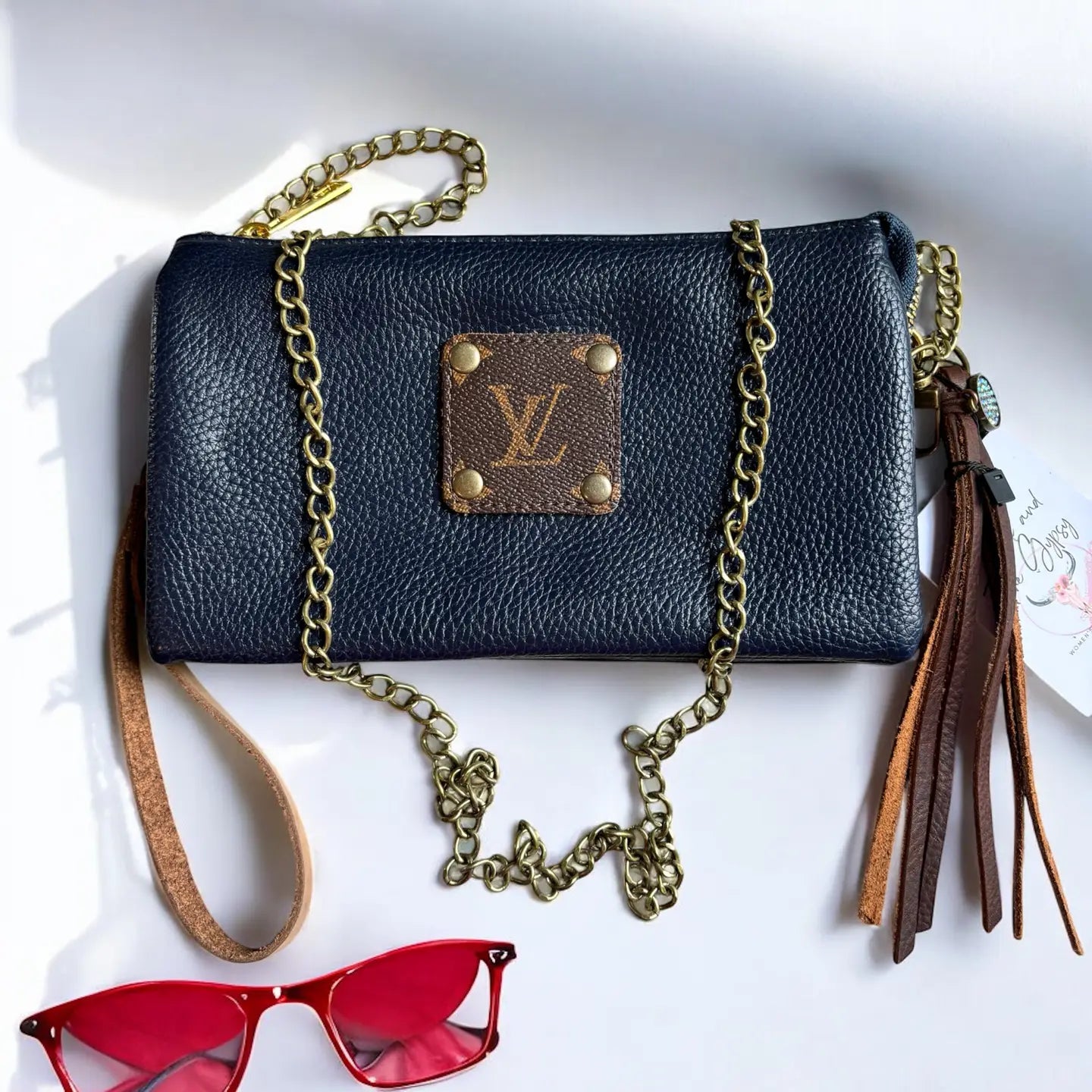 LV Upcycled Crossbody-Navy Blue