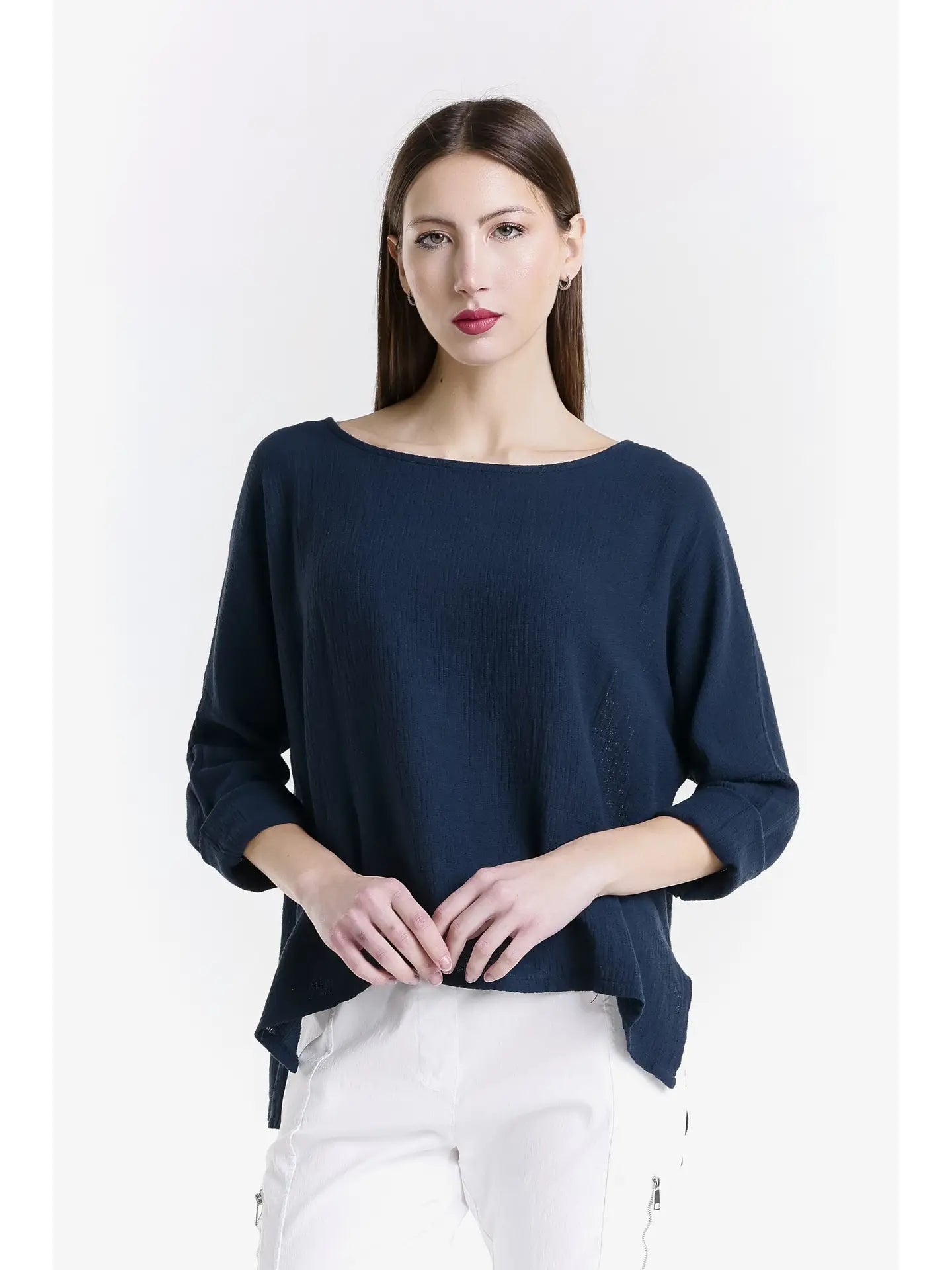 Long Sleeve Raglan Top -Navy