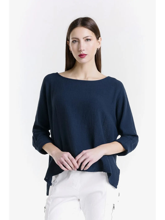 Long Sleeve Raglan Top -Navy