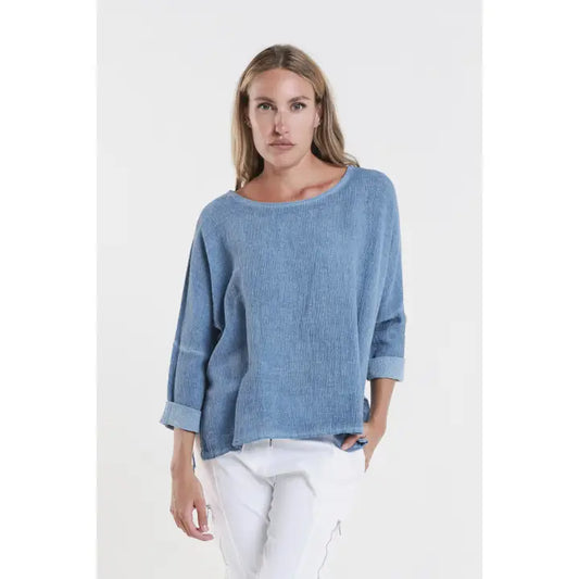 Long Sleeve Raglan Top-Jeans Enzyme
