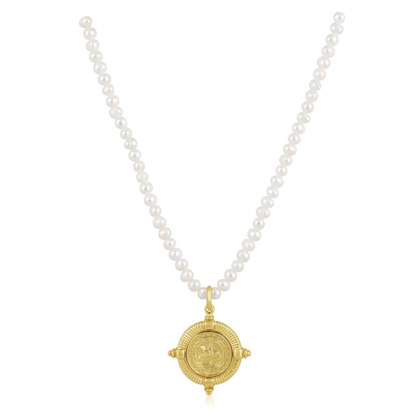 Gold Compass Pearl Necklace