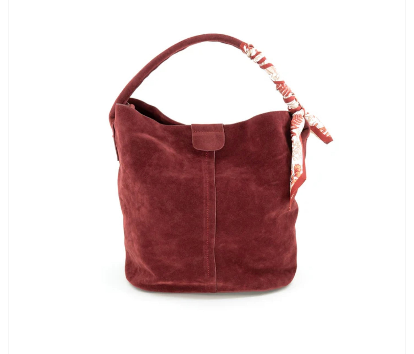 Faux Suede Bucket Bag-Burgundy
