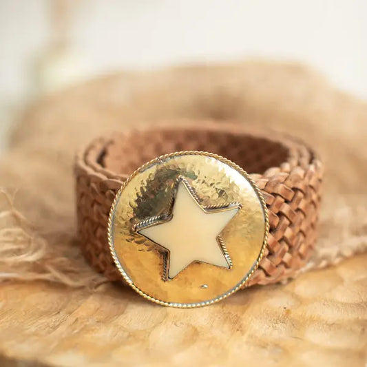 Cinturón De Cuero Marrón Estrella Belt