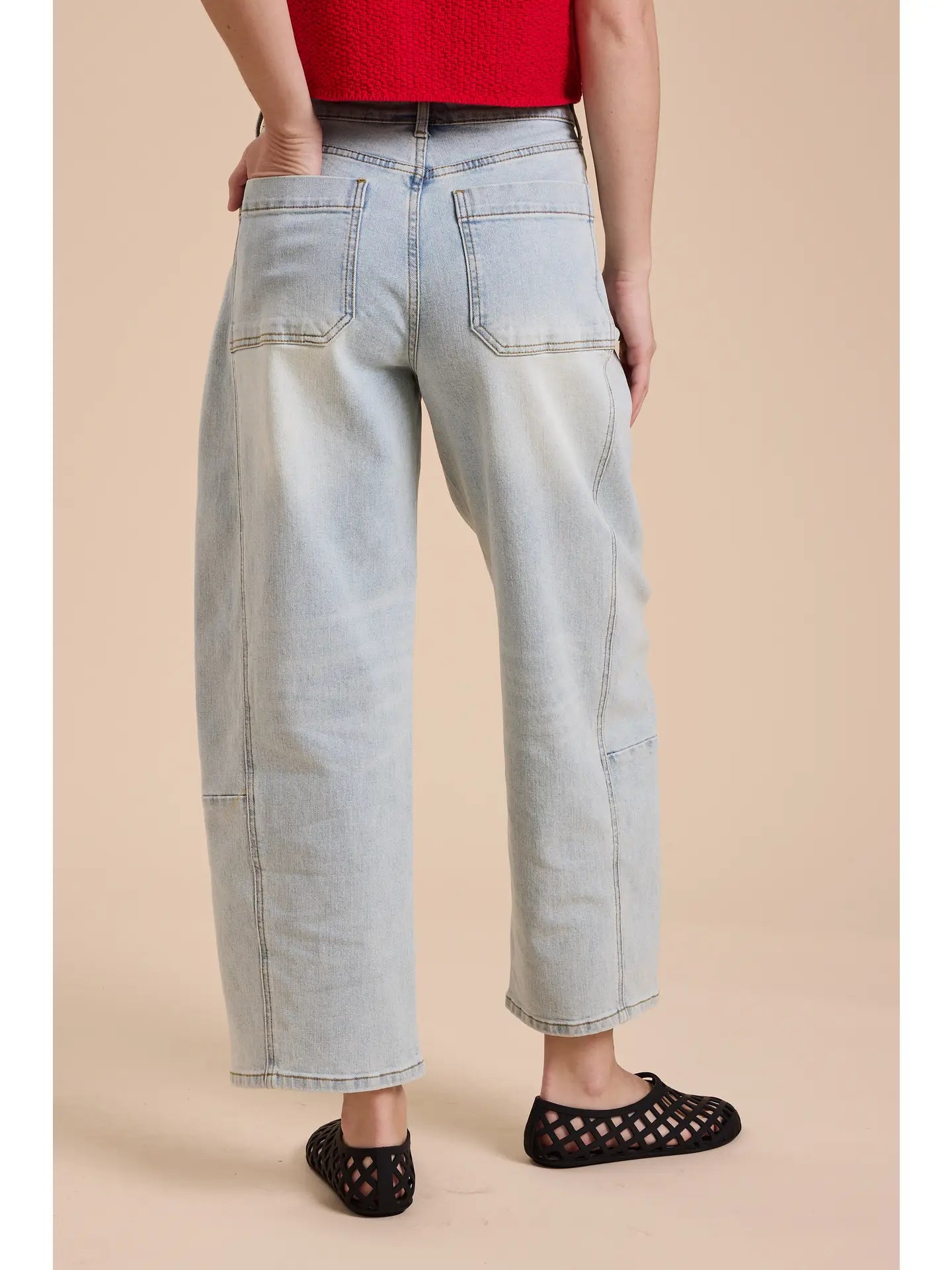 Loose Fit Denim Pants-Ice Denim