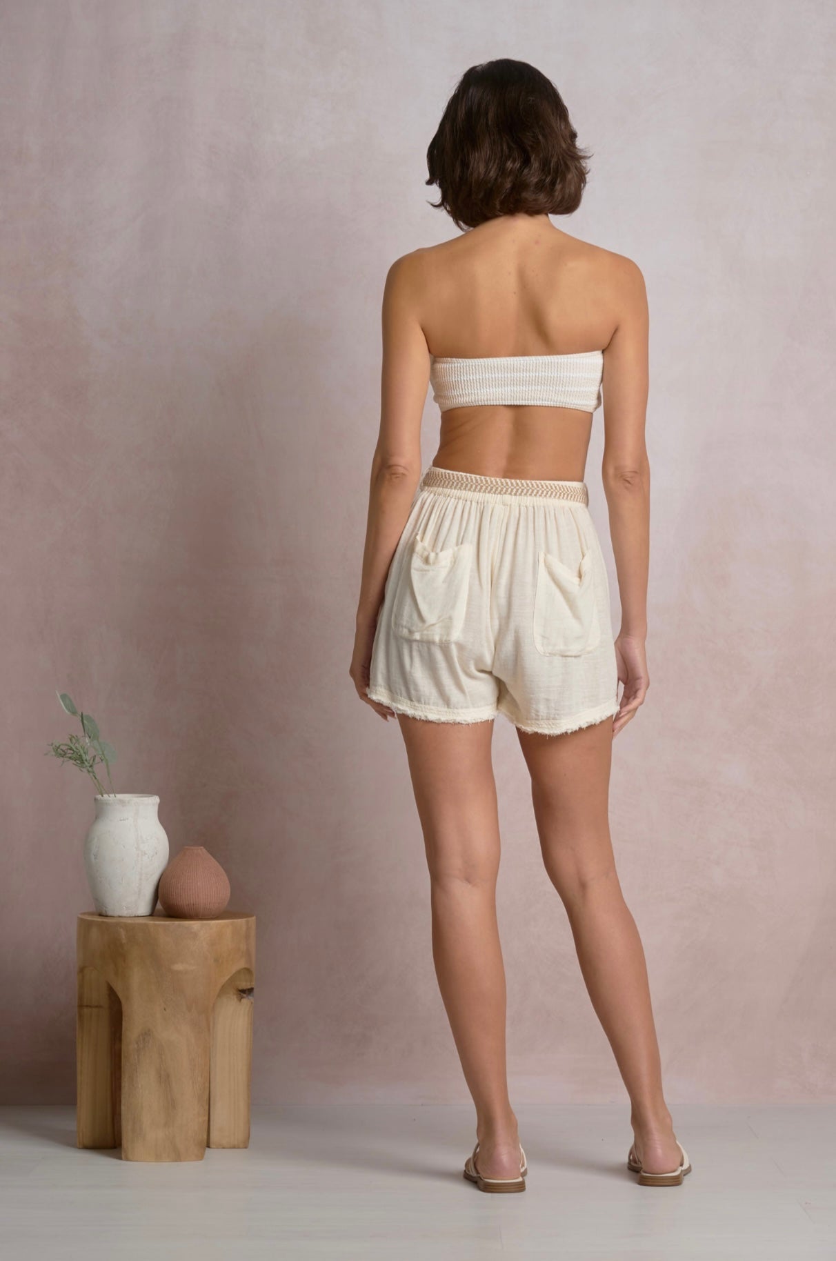 Drawstring Shorts-Off White