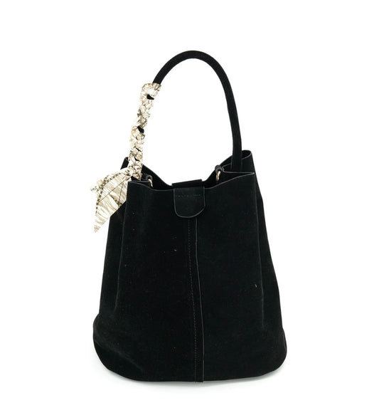 BC 2819 Large Faux Suede Bucket Bag-Black