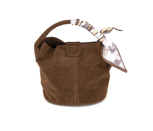 BC 2795 Small Faux Suede Bucket Bag-Chocolate