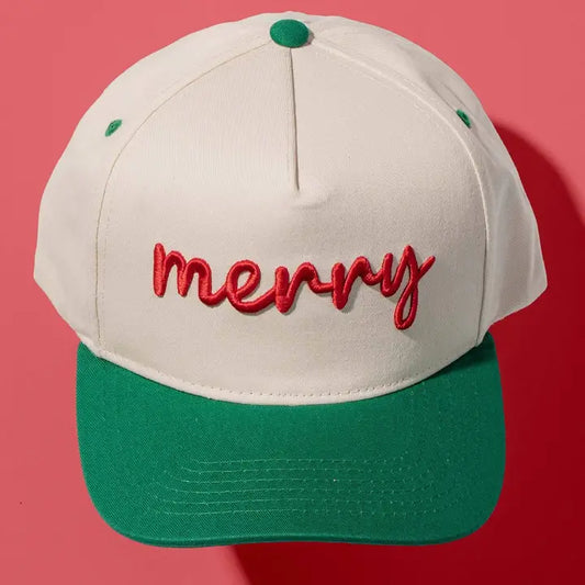 Merry Embroidered Trucker Hat-Green