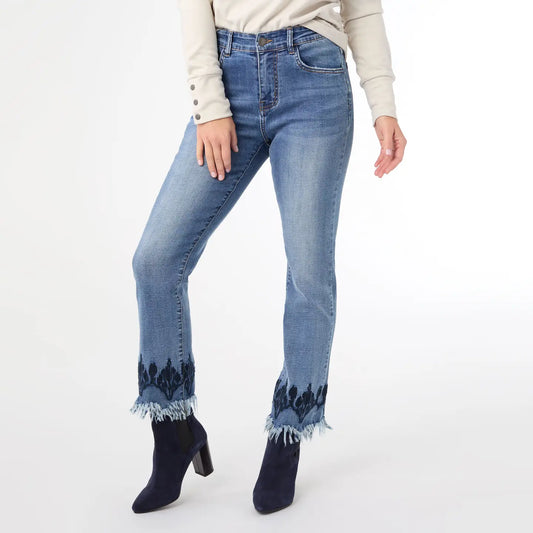 Everstretch Straight Ankle w/Bottom Embroidery