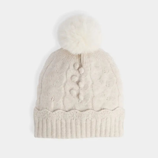 Sweet Scallop Knit Hat-Cream