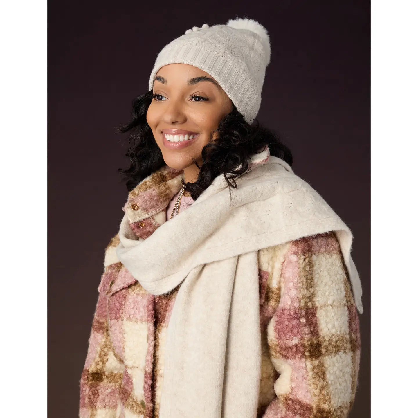 Sweet Scallop Knit Hat-Cream