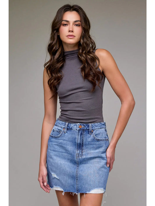 Classic Mini Skirt-Medium Wash