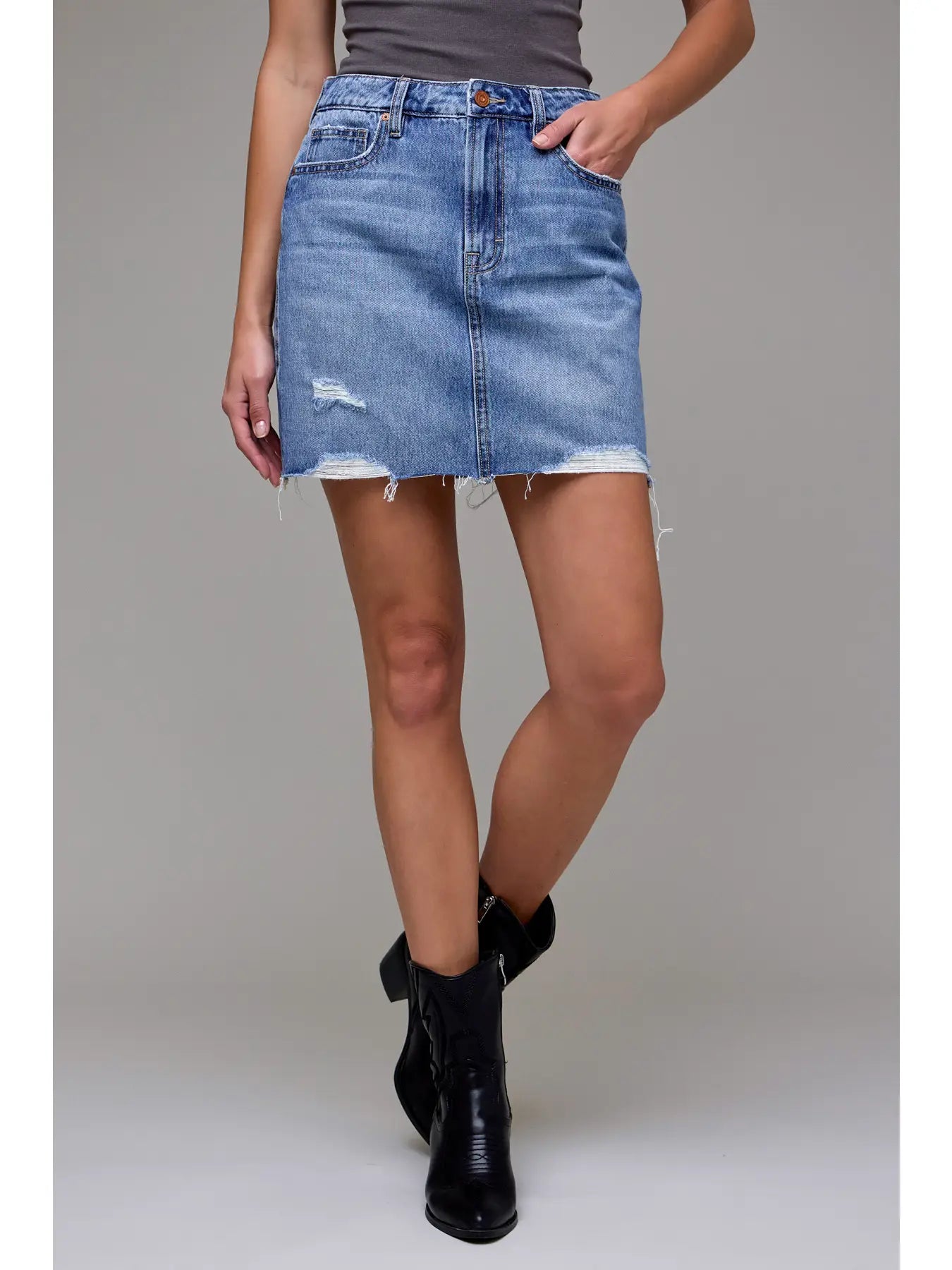 Classic Mini Skirt-Medium Wash