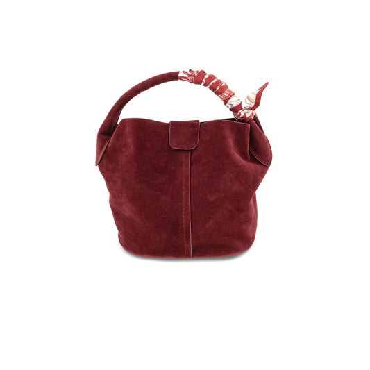BC 2795 Small Faux Suede Bucket Bag-Burgundy