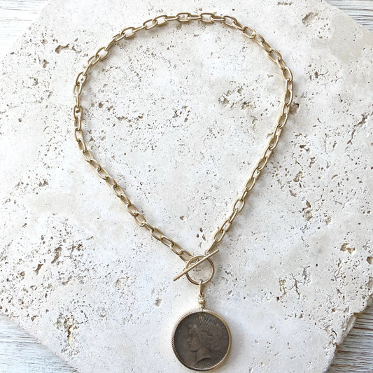 Coin Medallion Patriotic Necklace