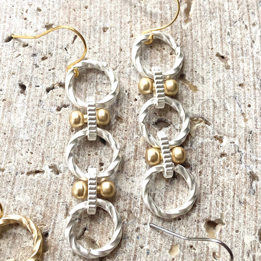 Handmade Earrings  Matte Metal -Silver