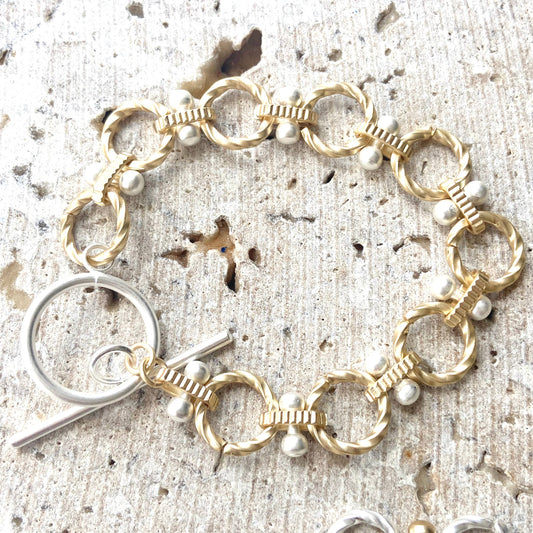 Matte Gold w/Silver Accents Bracelet