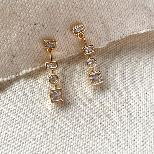 18k Gold Filled Clear Dangling Shapes Earrings