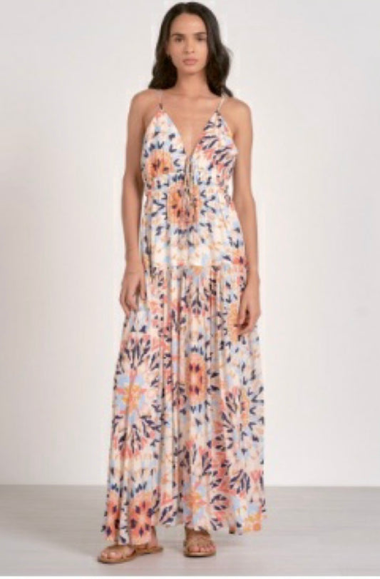 Spaghetti Maxi Dress-Multi Kaleidoscope