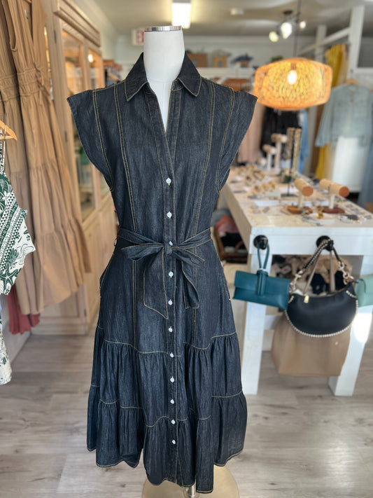 Dark Denim Buttoned Dress