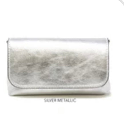 Italian Leather Clutch & Crossbody-Silver