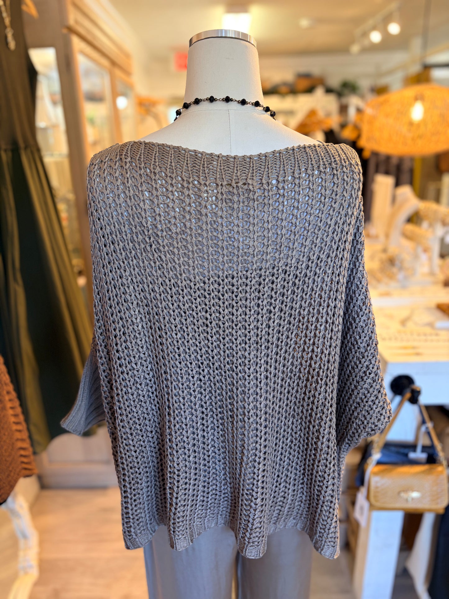 Boatneck Drop Shoulder LS Sweater-Mocha