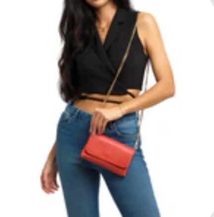 Italian Leather Crossbody & Clutch-Orange