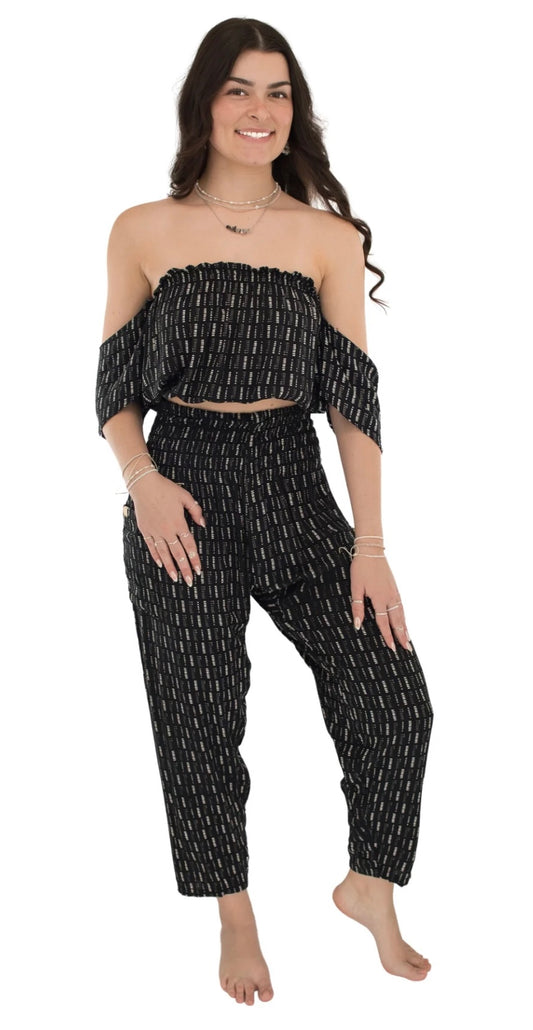 Petite Straight Leg Pants w/One Pocket-Modern Art Deco Stripes